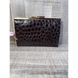 VTG RUTH SALTZ Clutch Wallet Alligator Brass Clasp Black